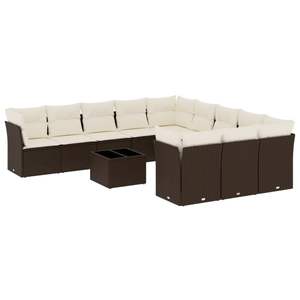 Conjunto de sofás de jardín grandes y modulares de ratán sintético marrón - Product Image 2
