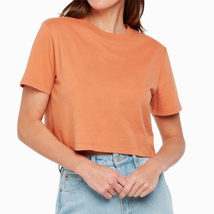 T-shirt court à manches courtes en coton pour femme, coupe classique, respirant, streetwear, logo personnalisé, vente en gros, OEM, marque privée - Product Image 5