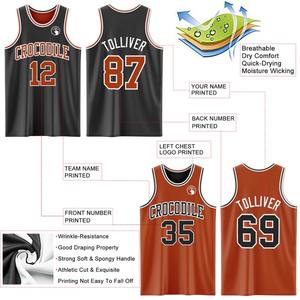 Camiseta de Baloncesto Personalizada Reversible Negra con Naranja y Blanco, Doble Cara, Auténtica, Sublimación Profesional, Equipo Chimpanzees - Product Image 5
