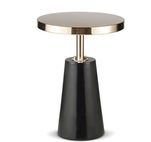 Madison Park Sophia Accent <b>Table</b> <b>Side</b> <b>Table</b> Black Metal Pedestal Base Antique <b>Gold</b> Finish Modern Living Room Fully Assembled - Product Image 3