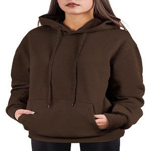 Women's Navy Blue Hooded Fleece Sweatshirt Polyester/Cotton Blend Regular Fit Solid Color Pullover Pockets Winter Wear - Product Image 5