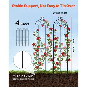 Traliccio per Rose 87 x 20 Pollici, Confezione da 4, Tralicci da Giardino Componibili con Chiusura, Altezza 4 Piedi, Finitura Verniciata a Polvere - Product Image 2