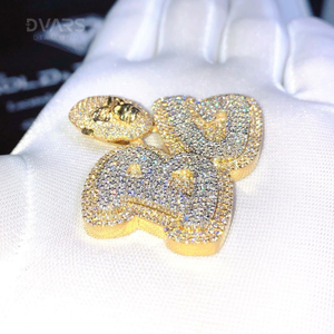 Pendentif Lettre Prénom Rond en Moissanite VVS, style Hip Hop Bling, testé au diamant, en Argent Sterling 925, Luxe - Product Image 2