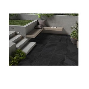 Carreaux de sol en pierre naturelle brésilienne noire aspect pierre, 600x600mm, pour applications extérieures/intérieures, cuisine, villa, centre commercial et jardin - Product Image 1