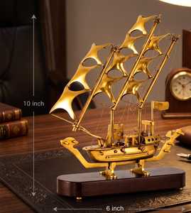 Escultura Decorativa de Barco, Decoración Marítima para Cumpleaños, Arte Elegante Hecho a Mano en Acero Inoxidable, Rectangular Horizontal para Mesa de Comedor - Product Image 6