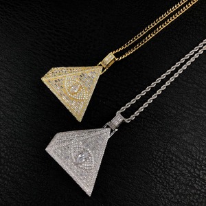 Pendentif pyramide œil de diable hip-hop en zircon carré et moissanite, best-seller - Product Image 1