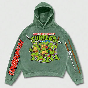 Sweat-shirt à capuche pour homme, effet délavé, imprimé DTG, coupe ample, style streetwear décontracté, vêtement de sport, tissu épais. - Product Image 1