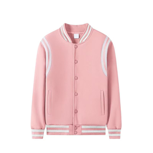 Veste universitaire en polaire 100 % polyester de haute qualité pour homme, 600 g/m², col montant, boutonnée, décontractée, style baseball, unie, automne-hiver - Product Image 1