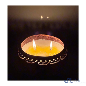 Bougie chauffe-plat artisanale en coquille de noix de coco bleu lotus, écologique, pour décoration d'intérieur et parfum d'ambiance, cire parfumée – NOUVEAUTÉ POPULAIRE - Product Image 1