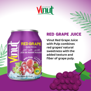 250ml Refrescante Tropical Venta caliente Bebida de jugo de uva roja con pulpa Lista para enviar Hecho en la fábrica de Vietnam (OEM, ODM) - Product Image 3