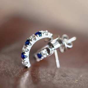 Pendientes de Aro Clásicos con Diamantes Azules, Chapados en Oro, CVD HPHT, Creados en Laboratorio, Brillantes, con Cierre a Presión, para Bodas y Fiestas, 9k - Product Image 2