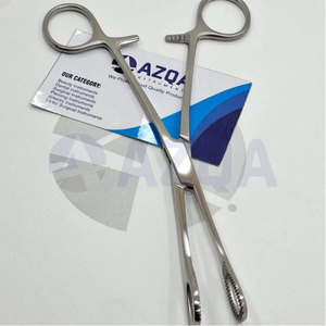 Pinces à éponges en acier inoxydable avec poignées annulaires et mâchoires ovales dentelées pour pansements chirurgicaux et usage médical - Product Image 2