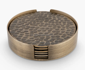 High Quality Antique Brass and Metal <b>Drink</b> <b>Coasters</b> with Round Shape for Hammered Design - Product Image 1