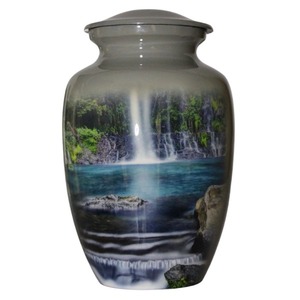 Tropical Waterfall Cremation Urn Memorial <b>Ash</b> Container Nature-Inspired <b>Keepsake</b> Funeral Elegant Durable Premium Quality - Product Image 1