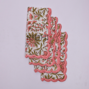 Serviettes de table en coton brodé à motifs floraux imprimés à la main Ridhi Wholesale, réutilisables pour mariages, hôtels, restaurants, vente en gros - Product Image 3