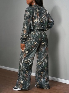 Ensemble de survêtement pour femme, veste zippée en coton et polyester, pantalon de jogging, respirant, extensible, vêtements de sport pour la gym et l'entraînement - Product Image 4