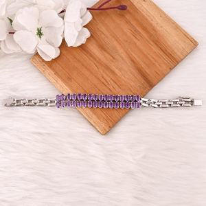 Luxury Purple Amethyst Tennis <b>Bracelet</b> Handmade 925 Silver Unisex Jewelry - Product Image 2