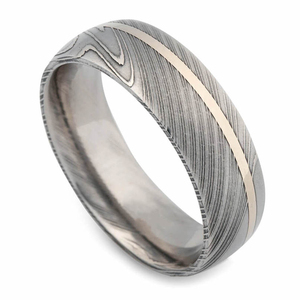 FOX IMPEX Bagues de luxe en acier Damas à motifs, faites à la main, style mariage minimaliste, bord poli, design moderne FI-DR-0016 - Product Image 6