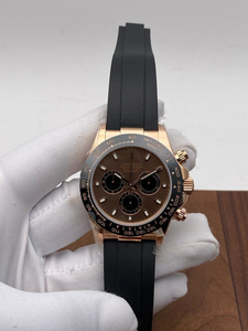 Montre chronographe mécanique de luxe 40 mm, cadran marron, sous-cadrans noirs, acier inoxydable, tachymètre, haute qualité, style hip-hop, mouvement ETA - Product Image 3