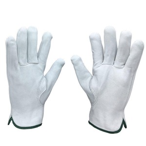 White Leather Work <b>Gloves</b> Durable Outdoor Casual Style Four Seasons Use Leather <b>Gloves</b> For <b>Man</b> - Product Image 1