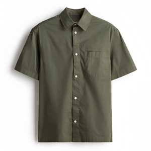 Camisas de Vestir de Franela de Algodón para Hombre al por Mayor - Negras, Corte Relajado, Manga Corta, Teñidas con Hilo, Ecológicas, Transpirables, de Secado Rápido - Product Image 5