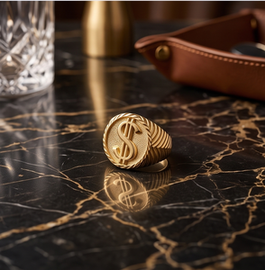 Anillo DIVYORO para Hombre con Motivo de Dólar, Chapado en Oro, de Cobre y Latón, para Ocasiones Festivas - Product Image 2