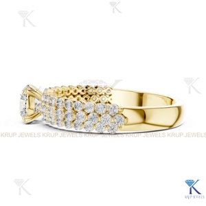 Bague de fiançailles de luxe KRUP JEWELS avec halo de diamants CVD HPHT cultivés en laboratoire, bande torsadée tressée en milgrain, or massif 14 carats, certifiée IGI - Product Image 2