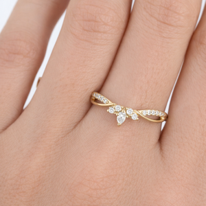 Def Color VS VVS ความชัดเจน Marquise & round Lab แหวนเพชร14K แข็งทอง Minimalist แหวนหมั้นวง STACKABLE - Product Image 5