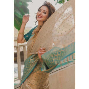 Sari tissé en tissu pur Zari de qualité supérieure de Rupali Bhosle avec des tissages contrastés, robes de soirée élégantes 0,7g - Product Image 4