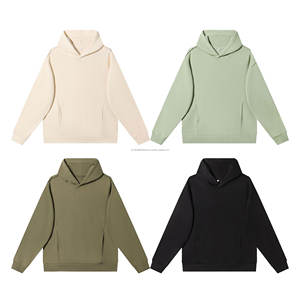 Vente en gros 380G Sweat à capuche décontracté pour hommes Personnalisé French Terry à capuche Poches latérales Coton Polyester Surdimensionné Motif solide Automne - Product Image 3