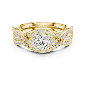 แหวนหมั้นเพชรทรงกลมทองคำโรสโกลด์ 14K สำหรับผู้หญิง |   เพชรที่เพิ่งเพาะเลี้ยง - Product Image 3