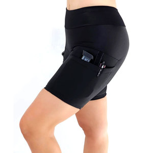 CCW Clothes Women Undercover Shooting Shorts <b>Concealed</b> Carry Gun Pocket Tactical Style Compression Shorts - Product Image 3