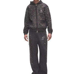 Conjunto de Sudadera y Pantalones Brillantes para Hombre, con Pedrería, Fabricación Profesional, Ropa de Moda Masculina - Product Image 1