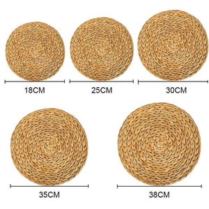 Set de table rond en jacinthe d'eau, taille personnalisée, durable, isolant thermique, tressé, coussin de bol, tapis de table durables - Product Image 2