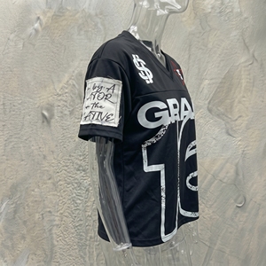 Grace 16 Black O-Neck Short Sleeve Jersey Men Oversized Street Style Polyester/Cotton T-Shirt with Logo and Number Design - Product Image 5