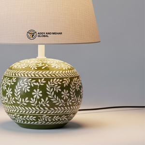 Premium Bone Inlay <b>Table</b> <b>Lantern</b> Hand-Carved Geometric Floral Nightstand Light Modern Handicraft Decorative Accent <b>Lamp</b> - Product Image 4
