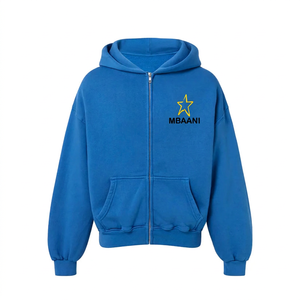 Sweat-shirt à capuche bleu pour homme Mbaani, manches longues, logo étoile brodé, vêtement décontracté, coupe classique, tricoté en polyester, printemps - Product Image 6