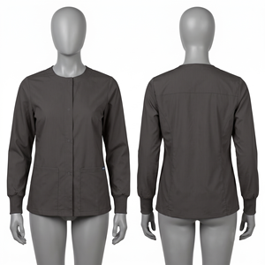 Unisex Hooded Scrub <b>Jacket</b> Premium 92 Polyester 8 Spandex Four Way Stretch 240 GSM Dusty <b>Pink</b> Panel Design <b>Waterproof</b> Breathable - Product Image 3