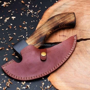Cuchillo para Pizza de Acero de Damasco de Grado Industrial Hecho a Mano, con Mango de Madera y Funda de Cuero, Garantía de 3 Años, Personalizable - Product Image 2