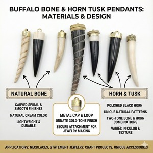 จี้เครื่องประดับกระดูกควาย สไตล์โบโฮ ทำมือ - Product Image 4