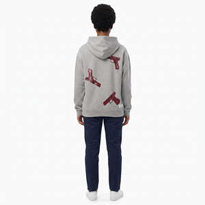 Sudadera con Capucha Oversize para Hombre, Gris, con Estampado Gráfico, 100% Algodón, con Bolsillo Canguro y Hombros Caídos - Product Image 2