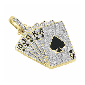 Collar Gargantilla de Plata 925 con Puntas, Estilo Hiphop, Moissanita, Incrustaciones Personalizadas, Colgante con Diseño de As de Picas y Carta de Póker, Chapado en Oro, Regalo - Product Image 1