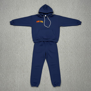 Conjunto Deportivo con Capucha Azul Marino Personalizado con Logotipo, 100% Algodón, Unisex, Estilo Casual con Bolsillos Laterales, Otoño 2026 - Product Image 4