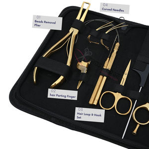 Kit d'outils professionnels pour extensions de cheveux en micro-anneaux dorés avec pince de retrait de micro-anneaux en acier inoxydable et pince de retrait de nano-anneaux - Product Image 3