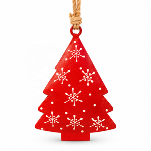 Decoración Festiva de Árbol de Hierro con Patrones de Estrellas Blancas, Acabado Texturizado y Suspensión Rústica con Cuerda - Product Image 1