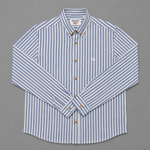 เสื้อเชิ้ตผู้ชายแขนยาวลายทางติดกระดุมลำลองผ้าฝ้ายคุณภาพดีราคาส่ง |   สินค้าพรีเมียมล็อตใหญ่ |   ผู้ผลิตเสื้อผ้า OEM - Product Image 2