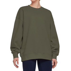 Sweat-shirt à col rond en molleton pour femme avec logo personnalisé, coupe ample, doux, surdimensionné, 100% coton, automne/hiver, décontracté - Product Image 2