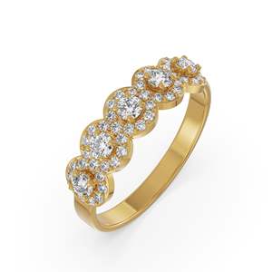 Anillo de Compromiso y Boda de Lujo con Múltiples Piedras de Moissanita, Chapado en Oro Rosa, con Diseño de Halo Floral y Pavé Brillante - Product Image 3
