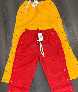 Pantalones apilados de pierna ancha personalizados Joggers de tela personalizados Flare Baggy 100% pantalones de chándal de algodón con diseño de botones - Product Image 2