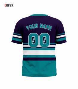 T-shirt Corex Teal uni à manches courtes avec impression du nom de l'équipe, col rond, coupe classique, tricoté formel, 180 grammes - Product Image 2
